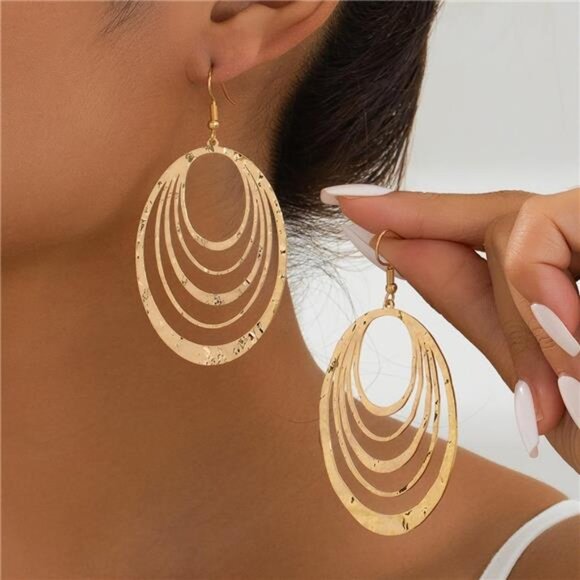 18K Gold-Plated Layered Hoop Earrings - Picture 1 of 5